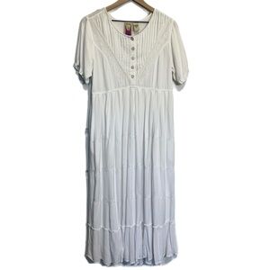 ORIGINAL ANTHONY White Lace-Trim Embroidered Tiered Maxi Dress - Women S.